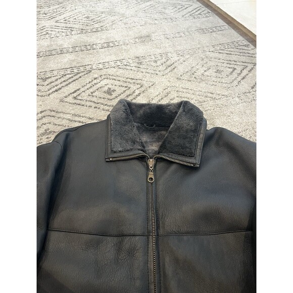 Men's Leather Winter Jacket 2XL Tall Black Jacques Duomor Faux Fur Lined - Picture 6 of 16
